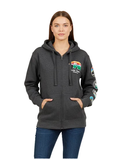 Full Zip Hoodie with Patches Bear Outline