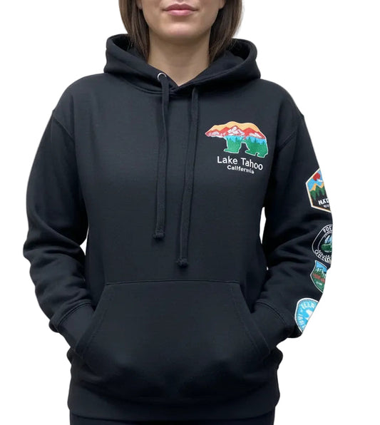 Hoodie with Patches Bear Outline