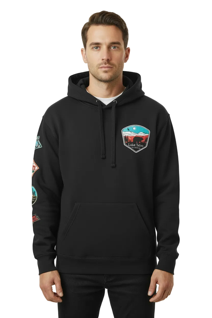 Hoodie with Patches Mountain with Bear