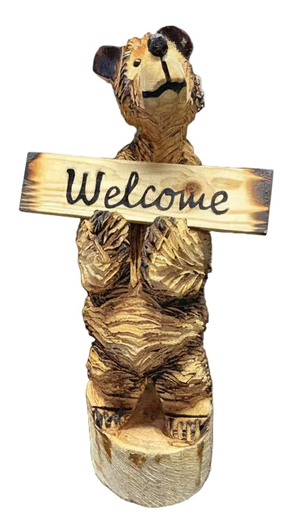 Standing Bear with Welcome Sign