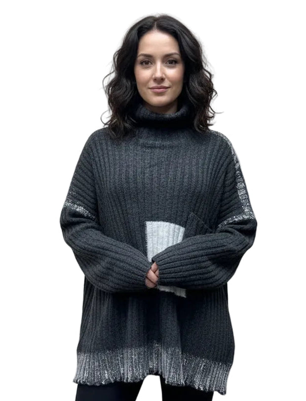 Turtleneck Sweater with Front Pocket