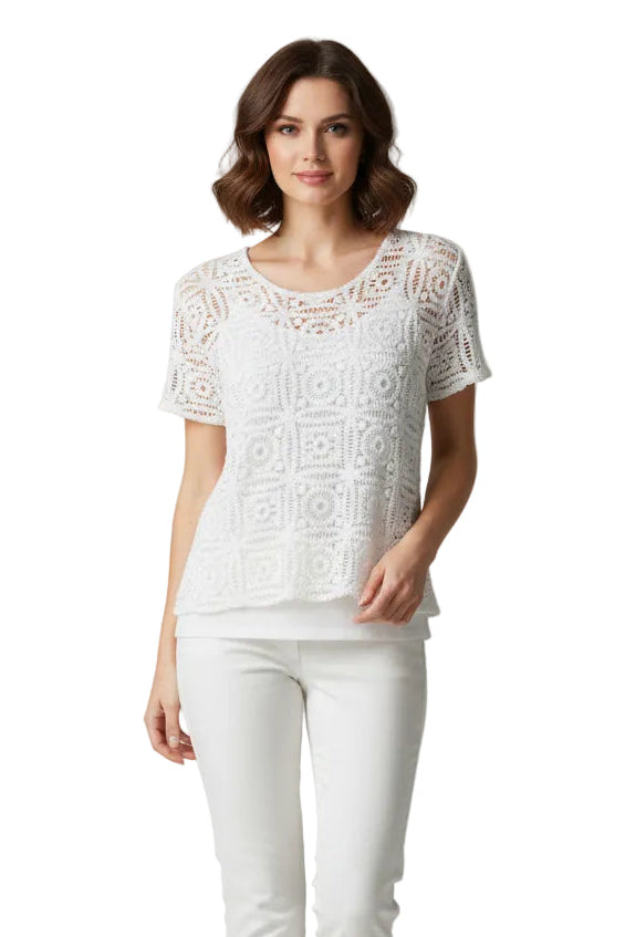 V-Neck Square Clear Crochet 2pc Top