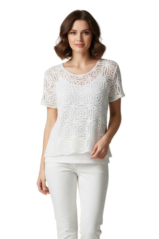 V-Neck Square Clear Crochet 2pc Top