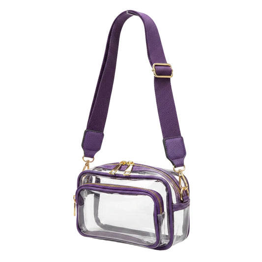 Clear Double Zipper Crossbody Bag