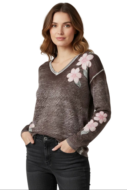 L/S Drop Shoulder Reversible Printed Sweater