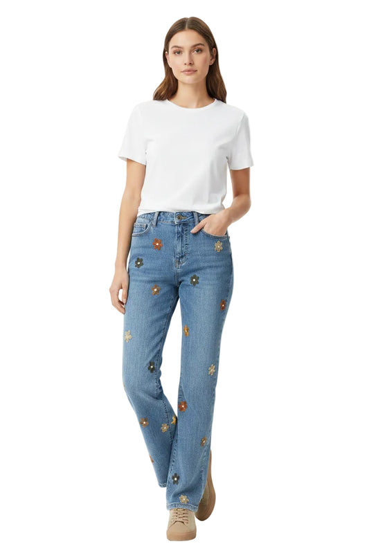 Straight Leg Embroidered Pants