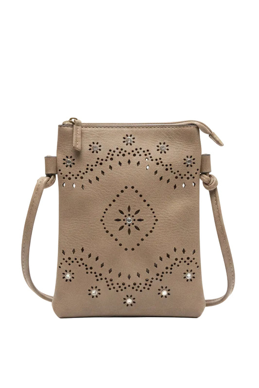 Floral Rhinestone Crossbody Bag