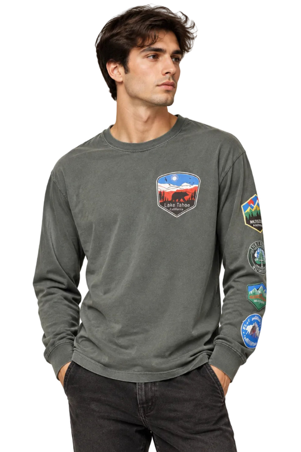 L/S Tee with Patches Mountain with Bear