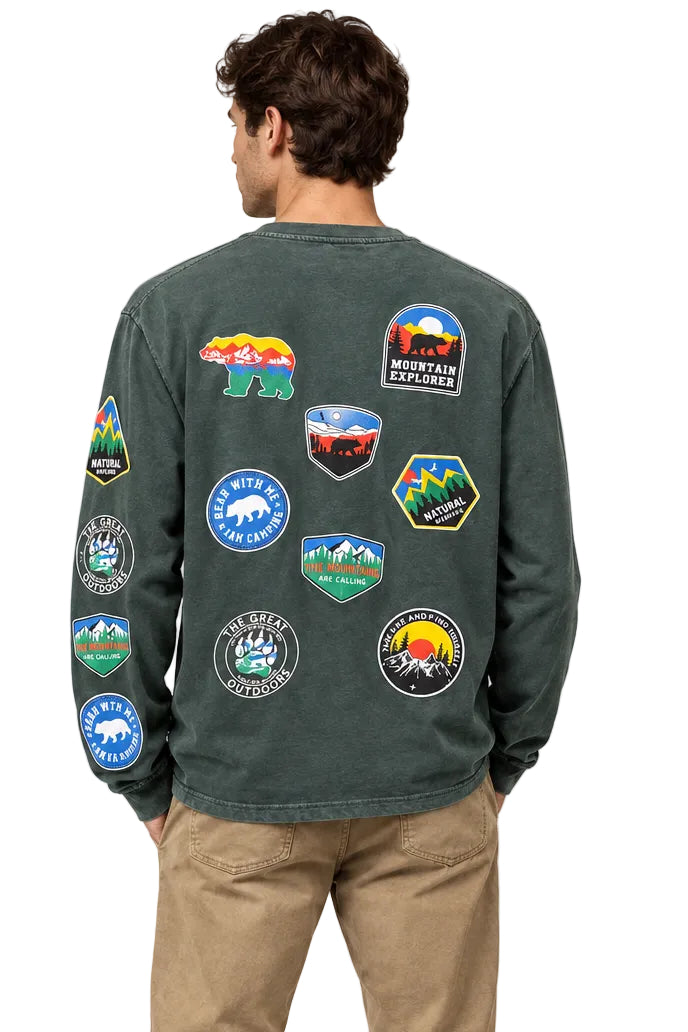 L/S Tee with Patches Mountain with Bear