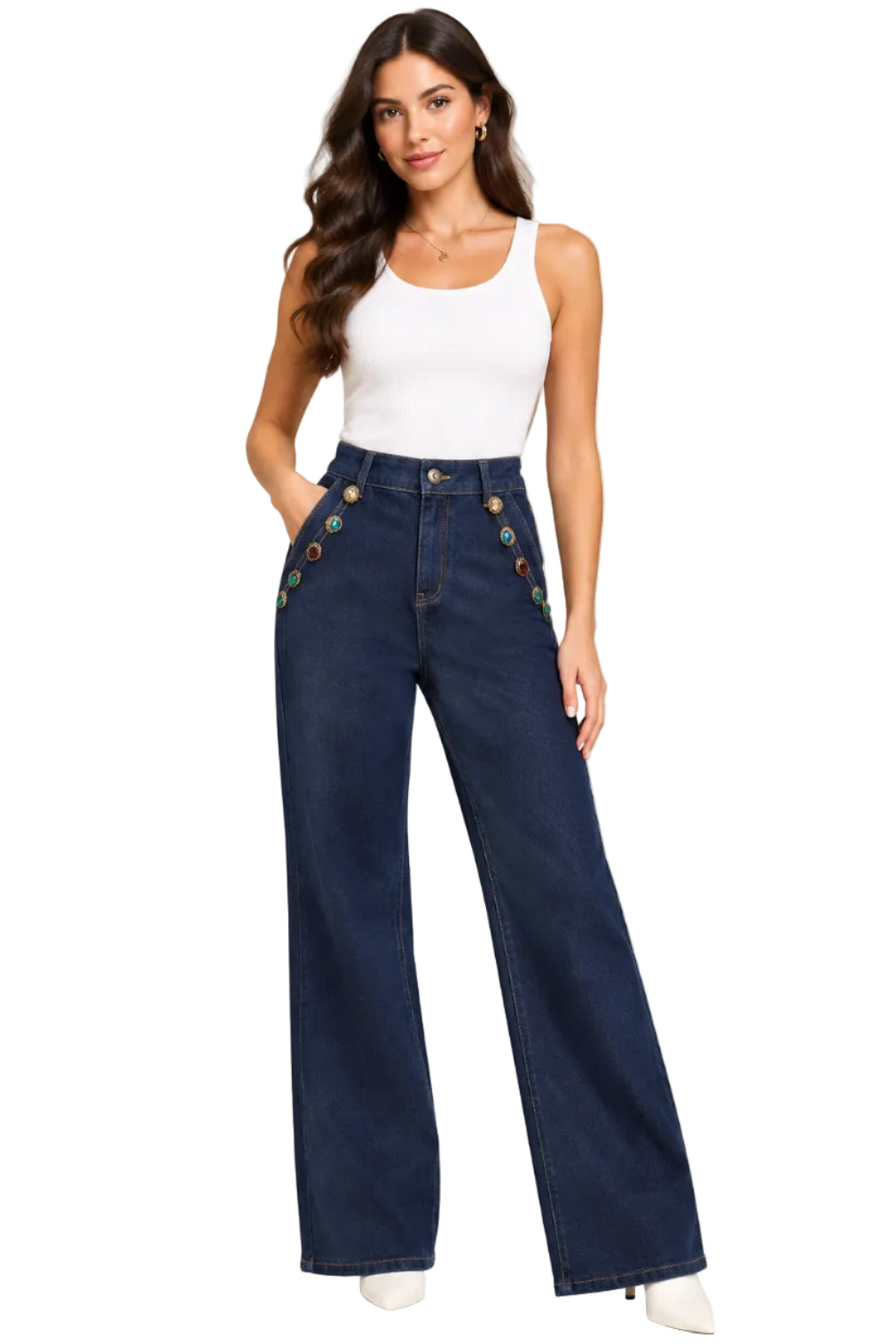 Jewel Trim Side Pocket Jean