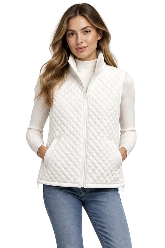 Quilted Zip Up Vest with Sequins