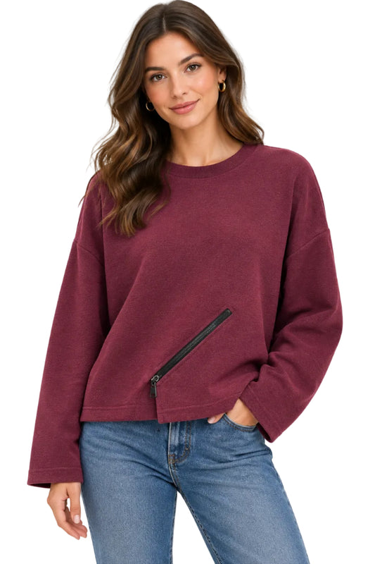 L/S Pullover Sweater with Zipper
