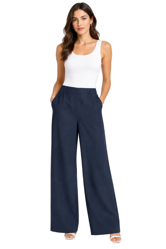 Elastic Waist Wide Leg Pant