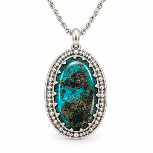 Necklace - Ithica Turquoise with Pyrite