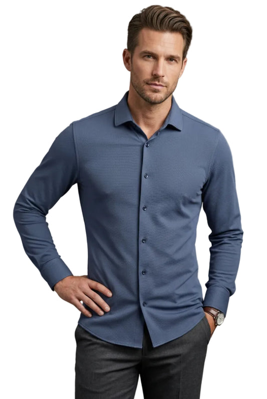 TREND - L/S Textu Stretch Shirt