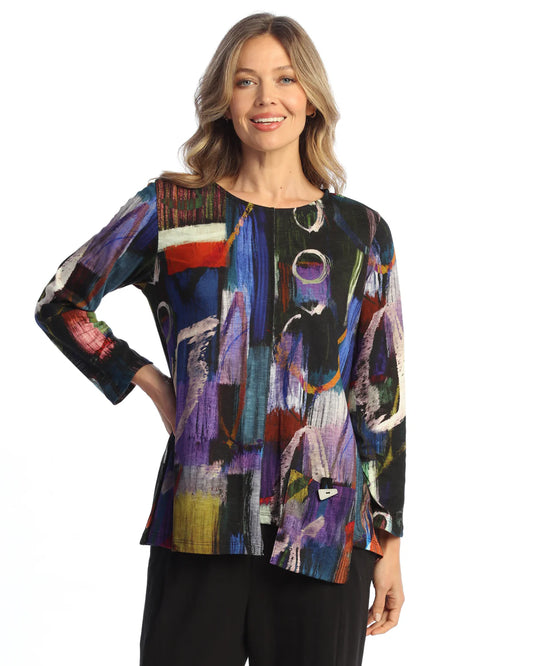 Cotton Modal Top with Offset Pocket - Barcelona