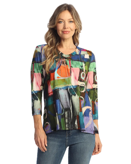 V-Neck Top with Side Slits - Barcelona