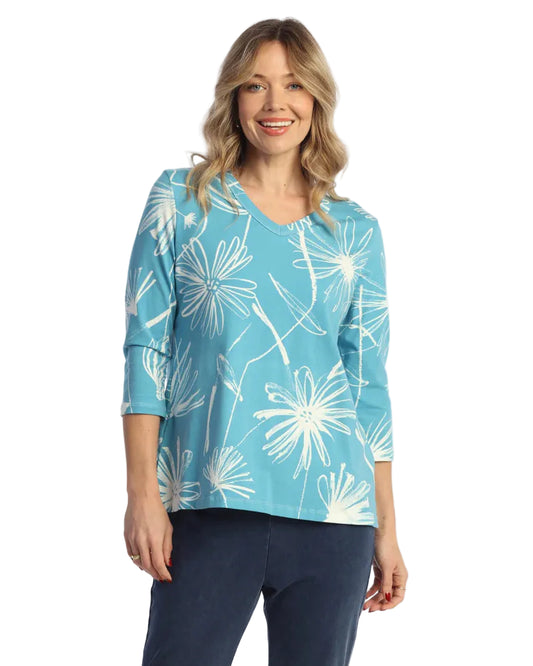 V-Neck Top with Side Slits - Lauren