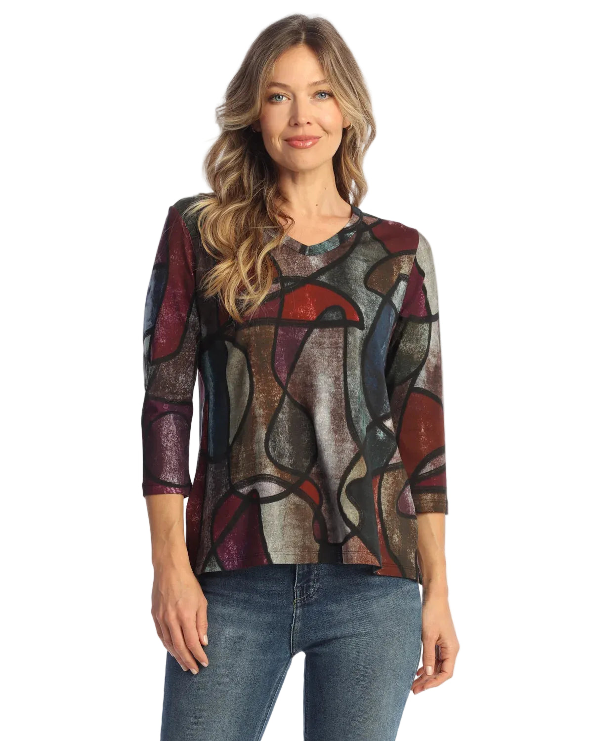 V-Neck Top with Side Slits - Melody