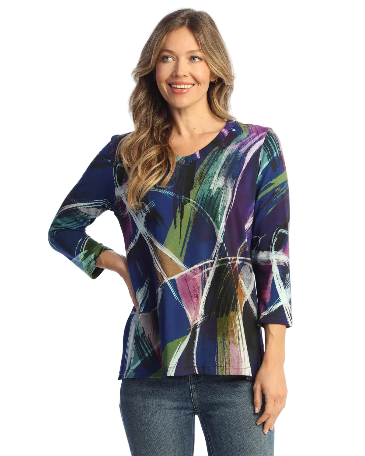 V-Neck Top with Side Slits - Como