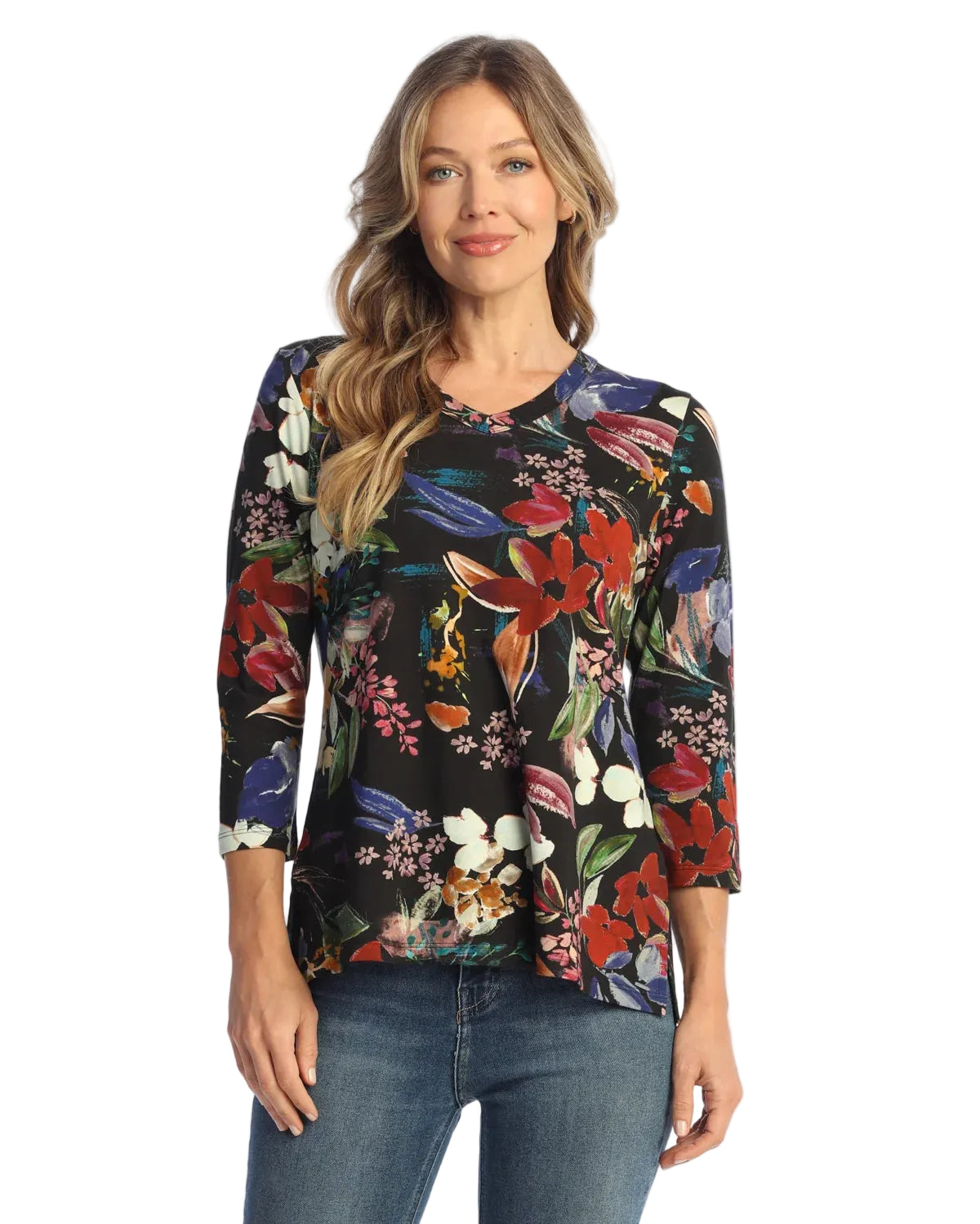 V-Neck Top with Side Slits - Juliette