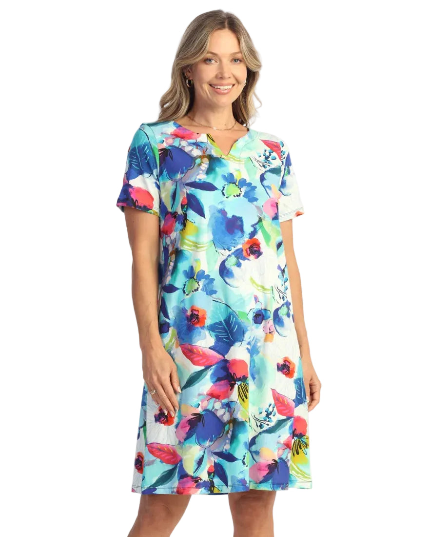 Cotton/Spandex Notch Shift Dress - Charlotte