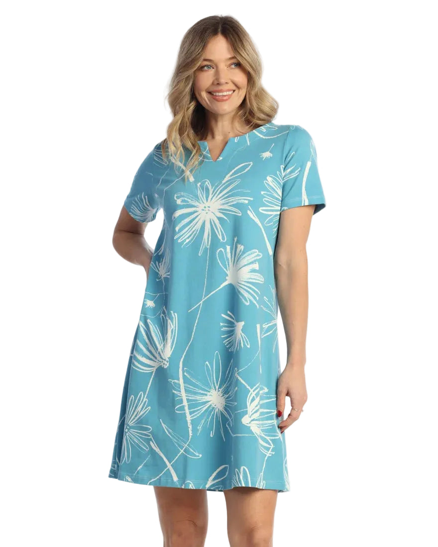 Cotton/Spandex Notch Shift Dress - Lauren