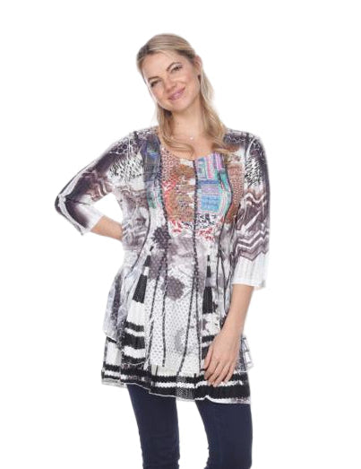 Kamana V-Neck Mix Print Layered Tunic