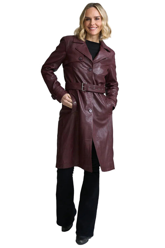 Leah CF Leather Trench Coat