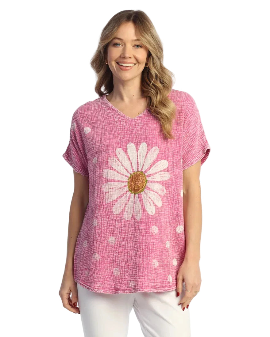 Mineral Washed 100% Cotton Tunic - Happy Days