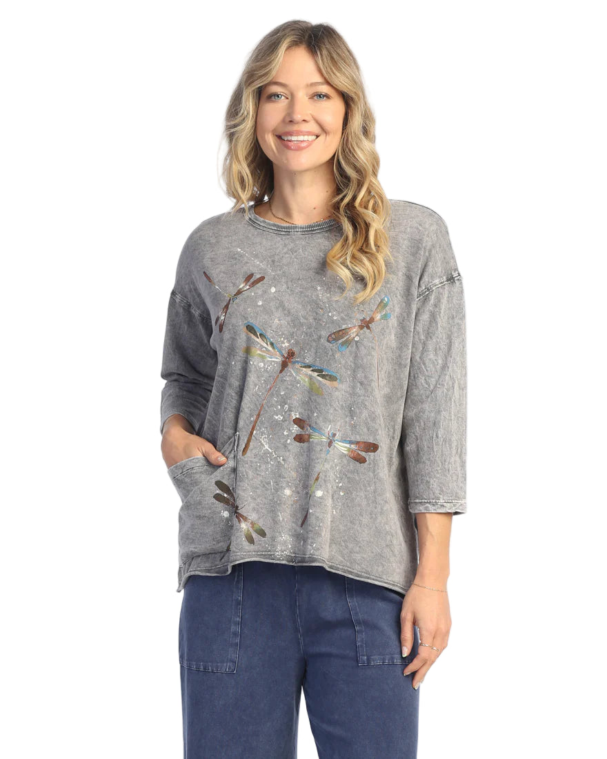 Mineral Washed Drop Shoulder Top - Fairy Duet
