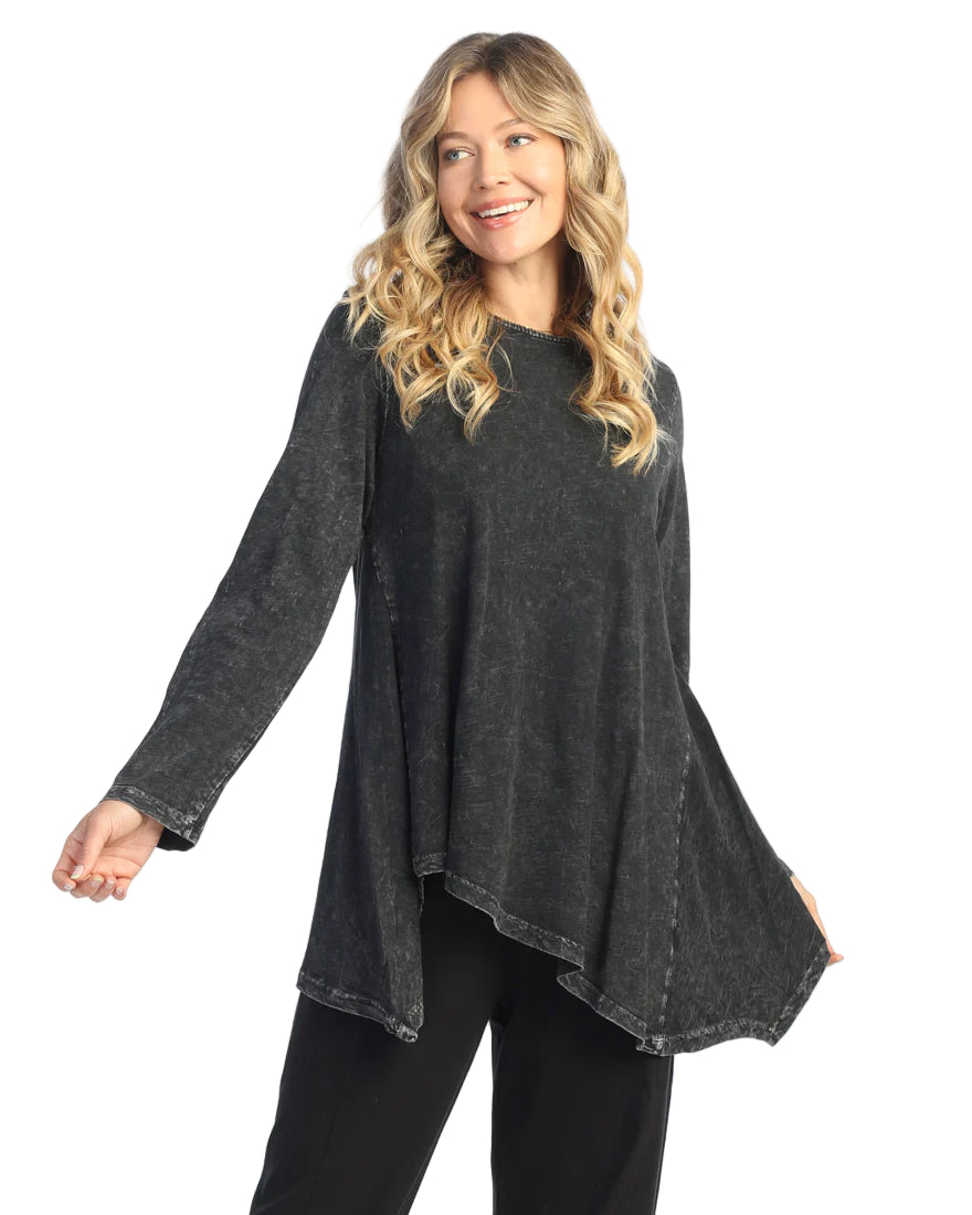 Mineral Washed Asymmetric Top - Black