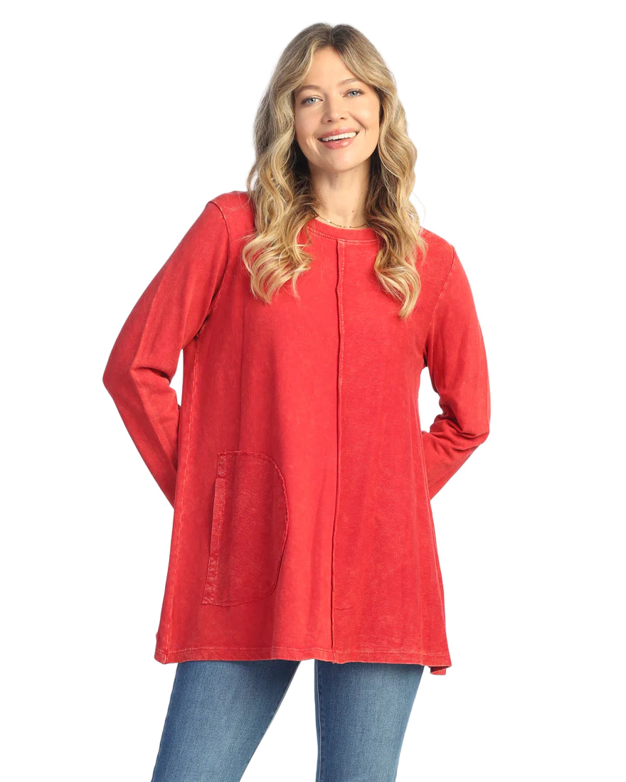 French Terry Tunic - Scarlet