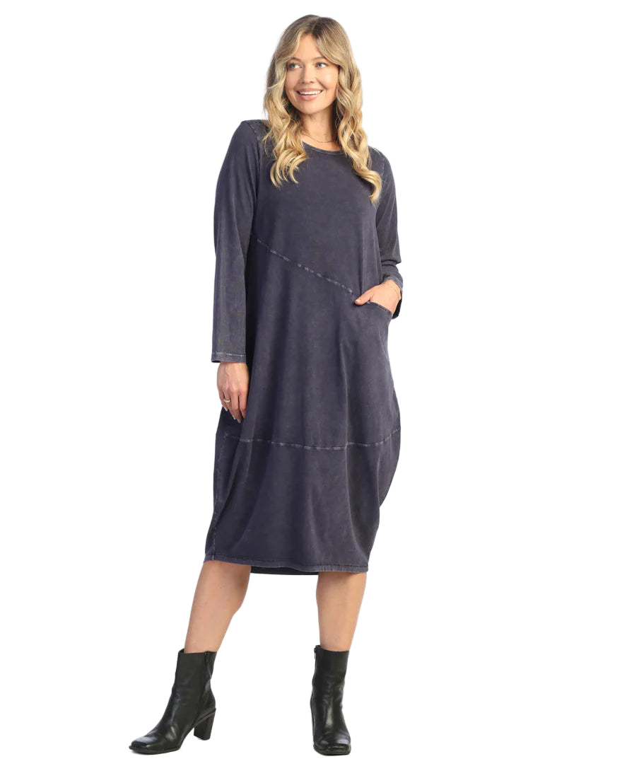 Mineral Washed Cocoon Dress - Violet