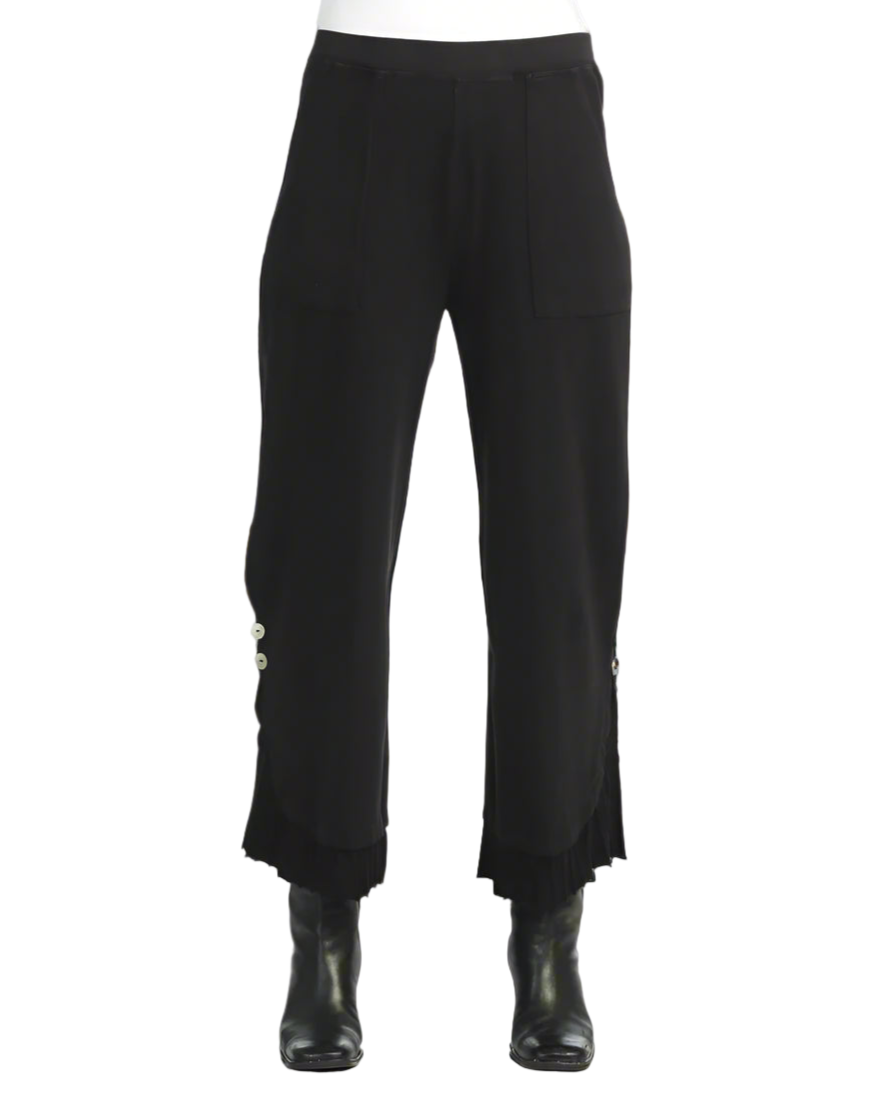 Pants with Rib Contrast and Buttons
