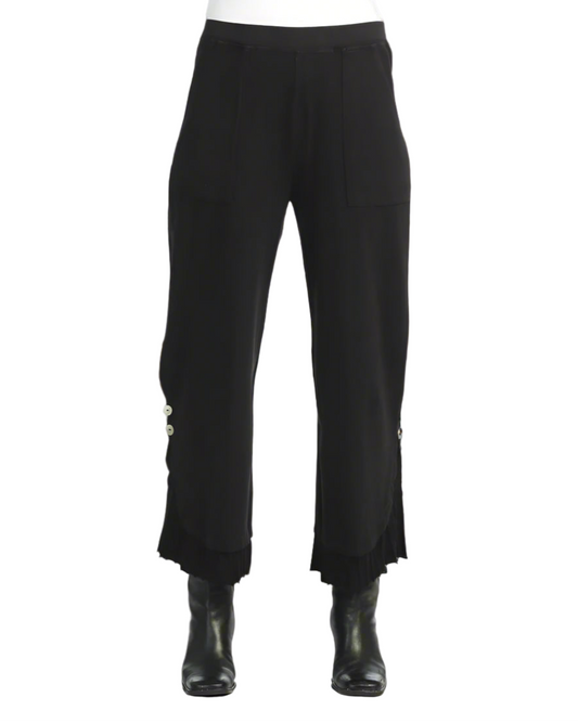 Pants with Rib Contrast and Buttons