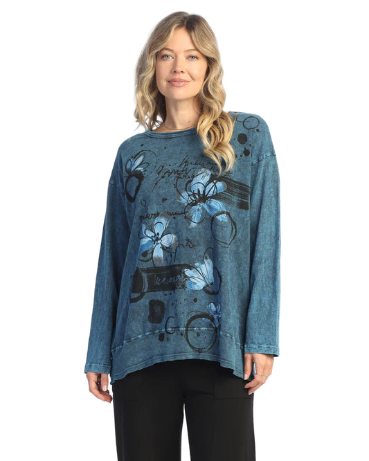 Mineral Washed Tunic Top - Poppies