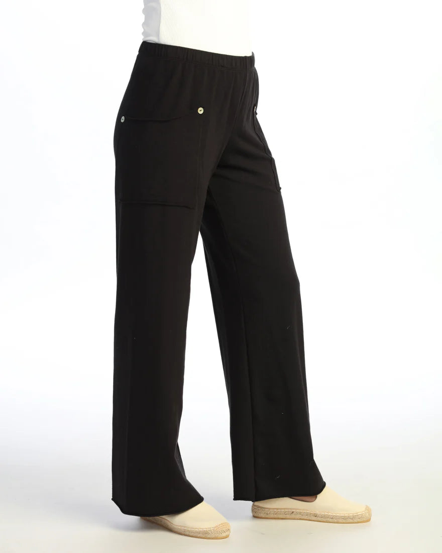Mineral Wash Pants with Raw Edge Pockets and Buttons