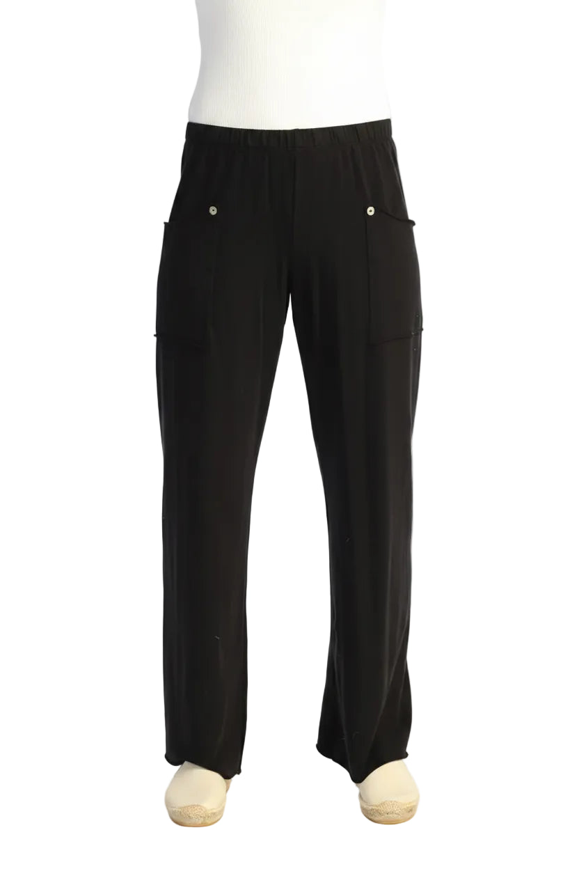 Mineral Wash Pants with Raw Edge Pockets and Buttons