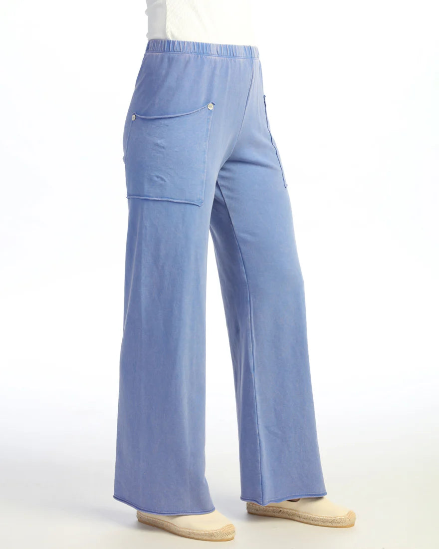 Mineral Wash Pants with Raw Edge Pockets and Buttons