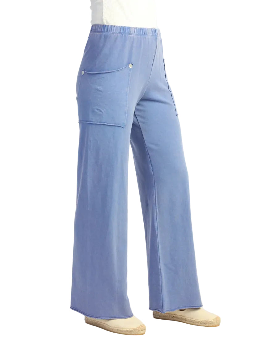 Mineral Wash Pants with Raw Edge Pockets and Buttons