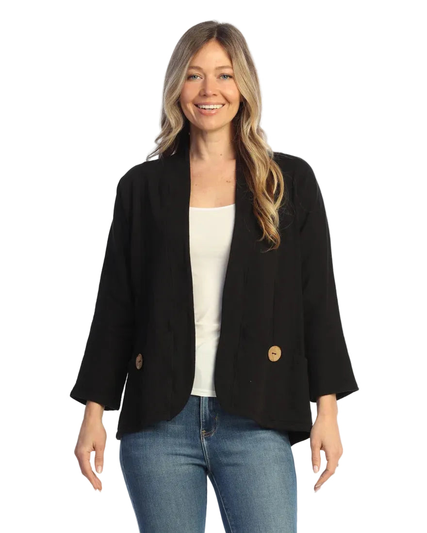 Fleece Cotton Cardigan with Double Pockets and Button