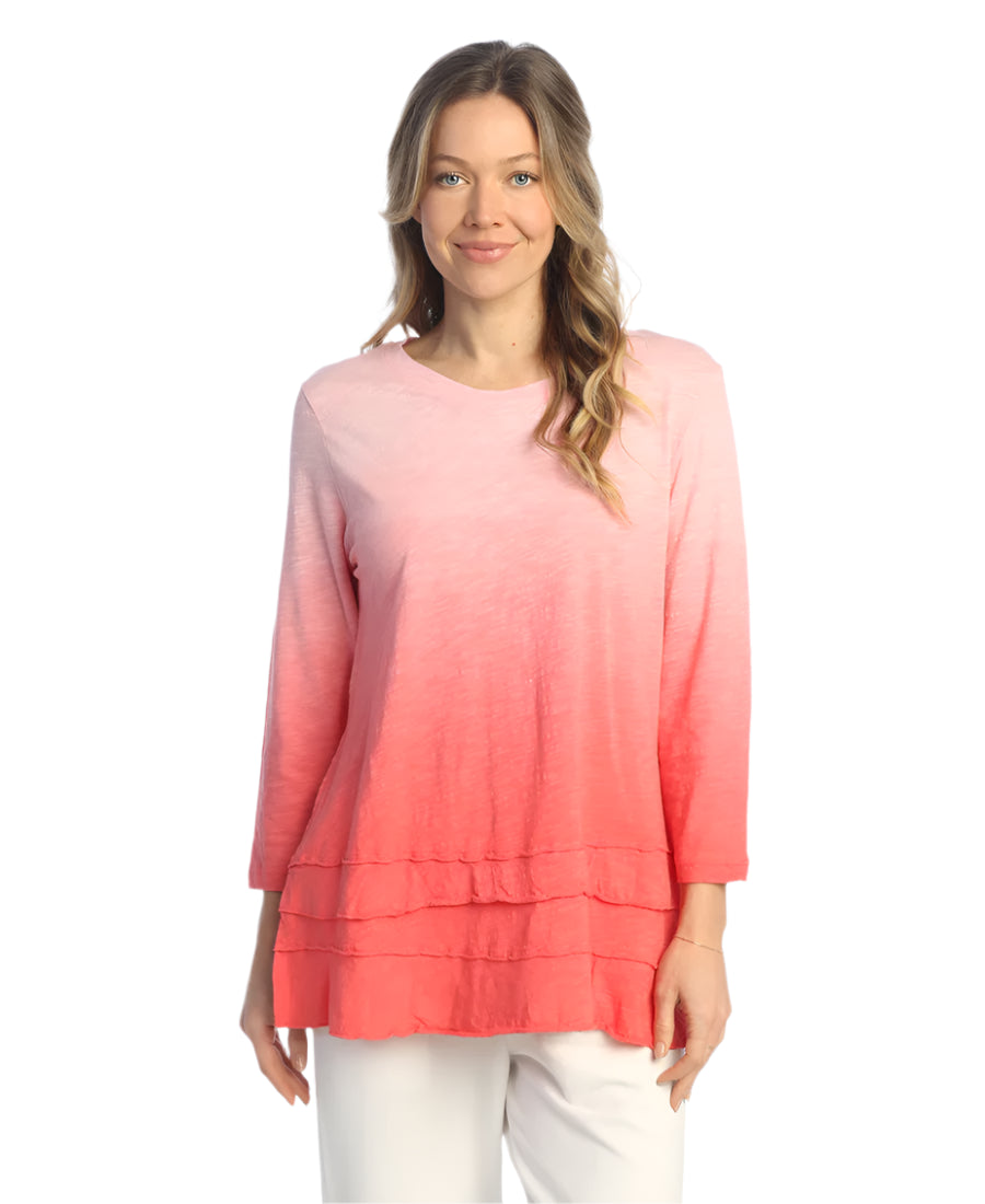 C- Long Sleeve Tunic Top With Dip Dye