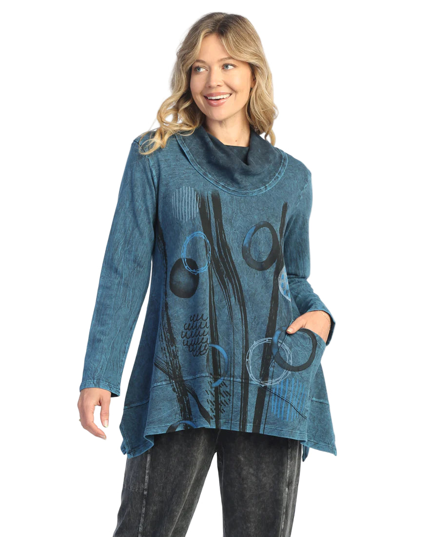 Mineral Washed Cowl Neck Tunic - Staccato