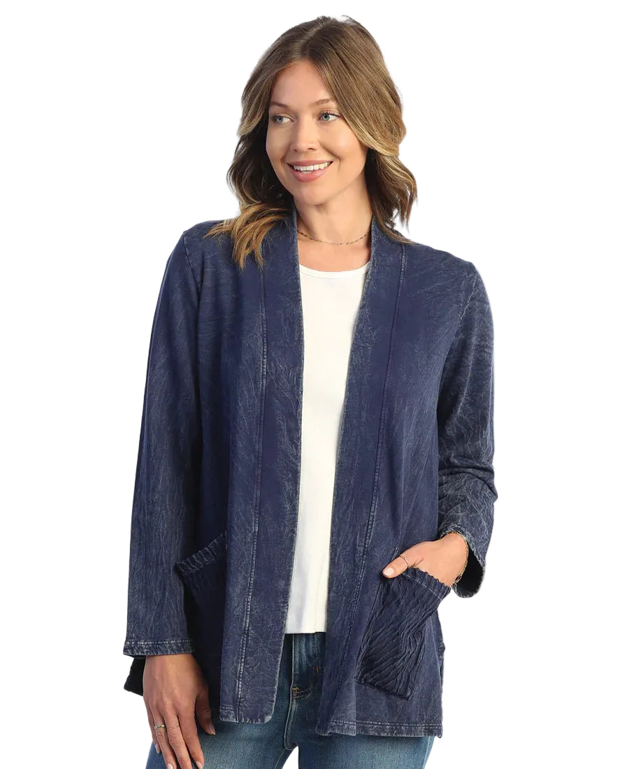 Mineral Washed Open Cardigan