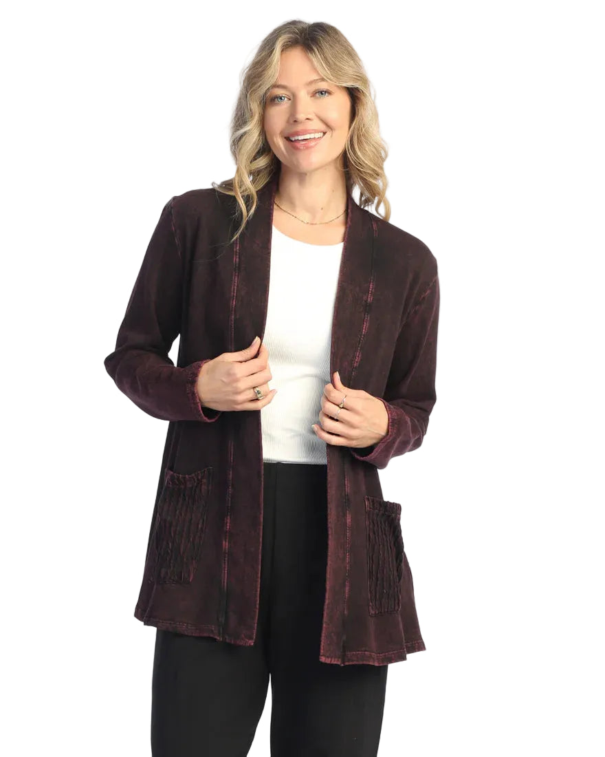Mineral Washed Open Cardigan