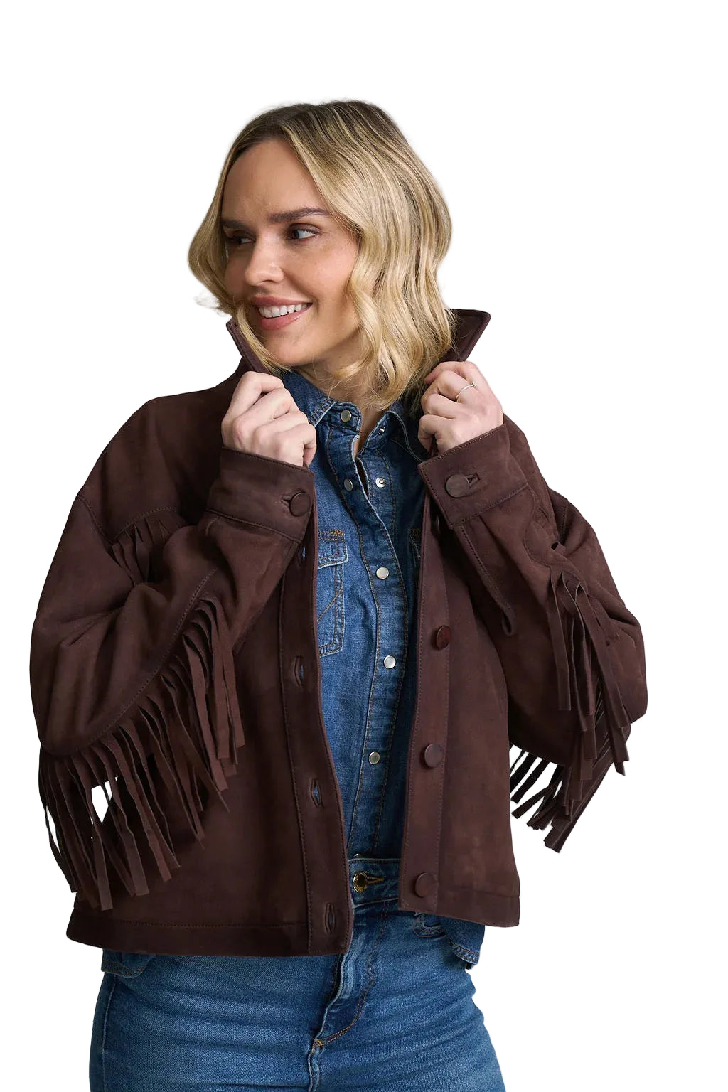 Melissa OS Western-Inspired Suede Jacket