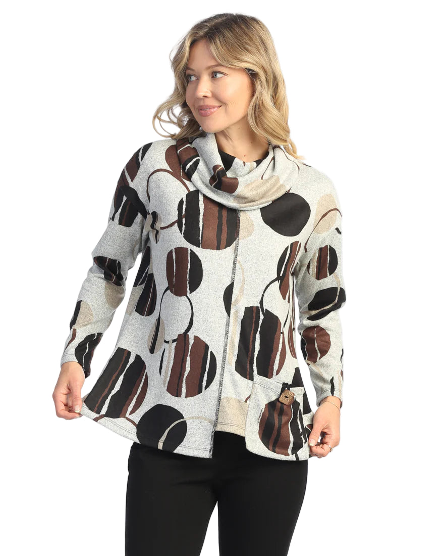 Turtleneck Top with Pocket - Mocha