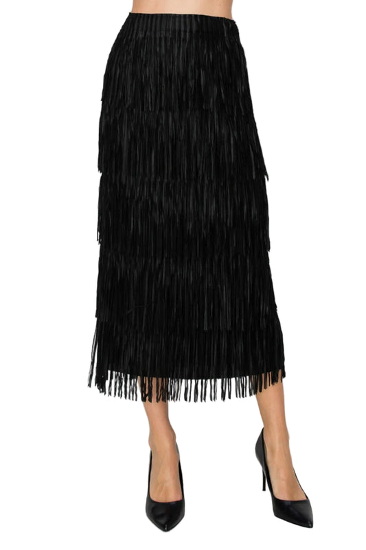 Layered Fringe Tiered Skirt