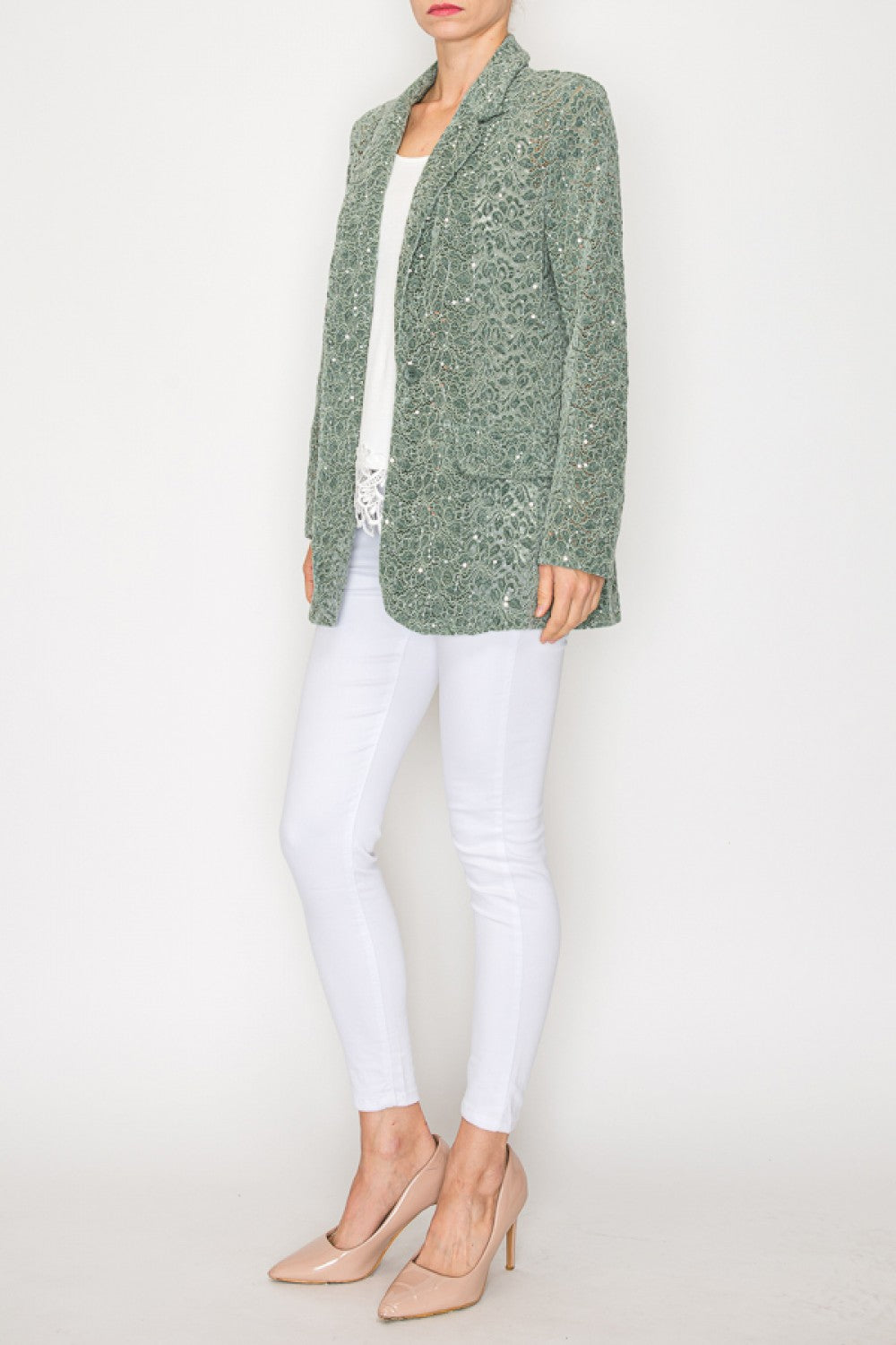 Lace and Sequin Blazer Jacket